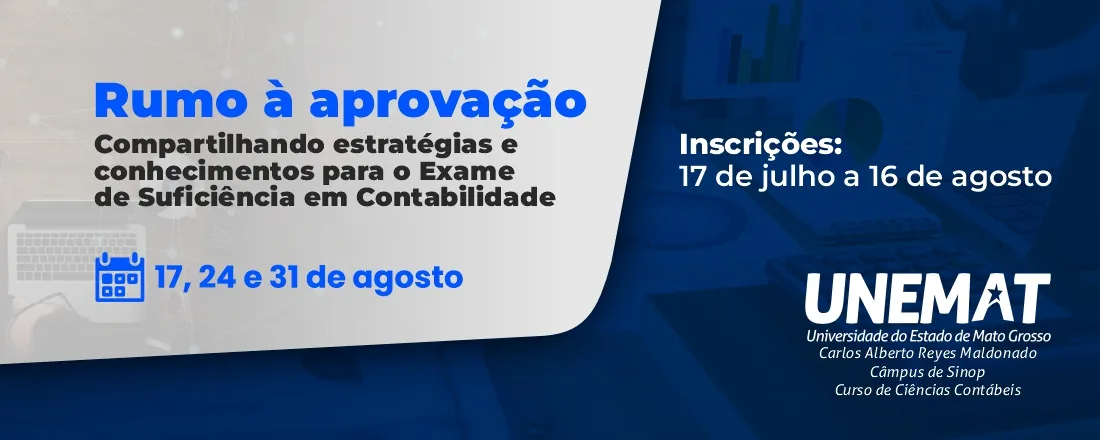 Banner do evento Rumo à Aprovação: Compartilhando Estratégias e Conhecimentos para o Exame de Suficiência em Contabilidade