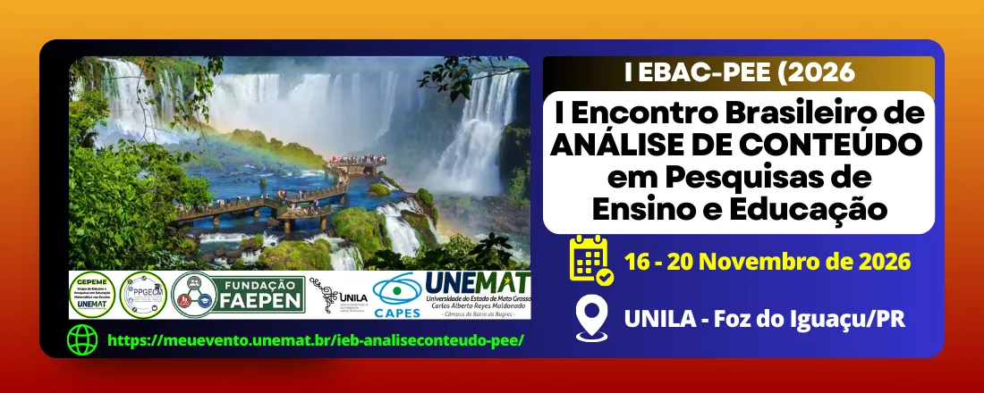 Banner do evento I Encontro Brasileiro de Análise de Conteúdo em Pesquisas de Ensino e Educação