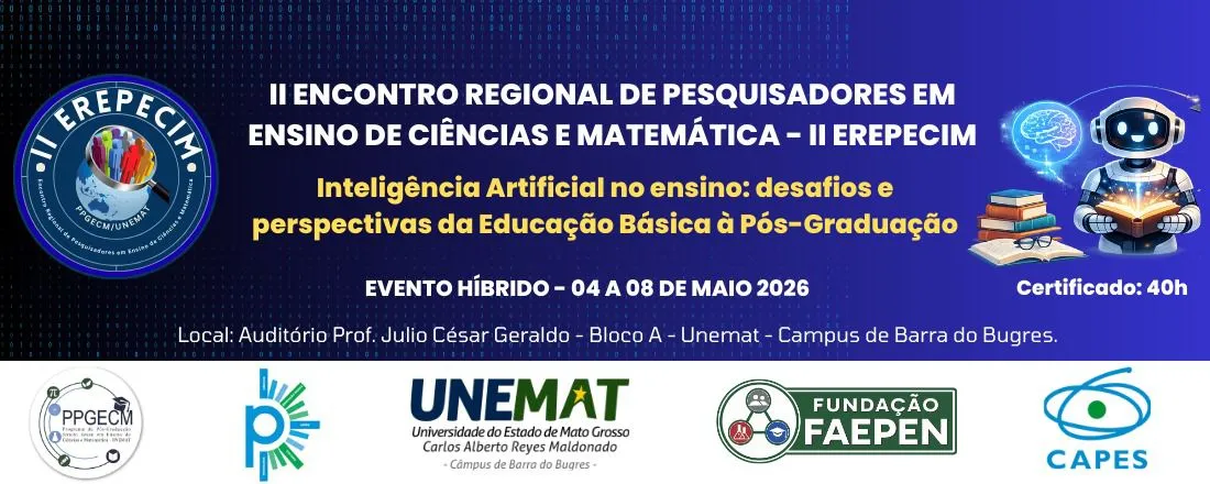 Banner do evento II Encontro Regional de Pesquisadores em Ensino de Ciências e Matemática - II EREPECIM