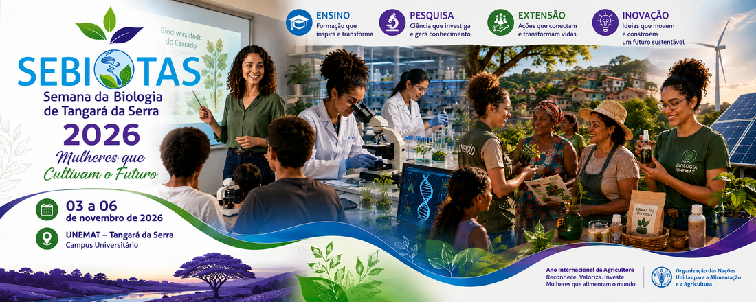 Banner do evento Semana da Biologia de Tangará da Serra 2026 (SEBIOTAS 2026)